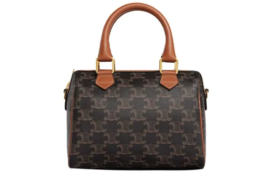 CELINE Triomphe Cow Leather Boston Bag, Shoulder Bag, Crossbody Bag, Handbag Small Women's Brown
