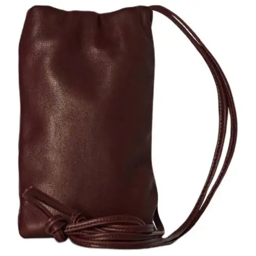THE ROW Lambskin One Shoulder Crossbody Cell Phone Pouch Women's Burgundy Red