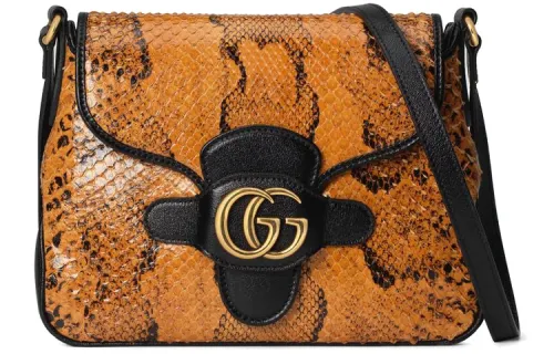 GUCCI Python Skin Messenger Bag, Shoulder Bag, Crossbody Bag Women's Burnt Orange