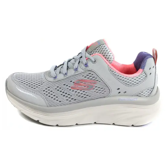 Skechers D'lux Walker Cushioned Slip-Resistant Low-Top Casual Shoes Women's Silver Pink