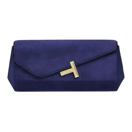 TIFFANY & CO. Tiffany T Suede Clutch Women's Royal Blue