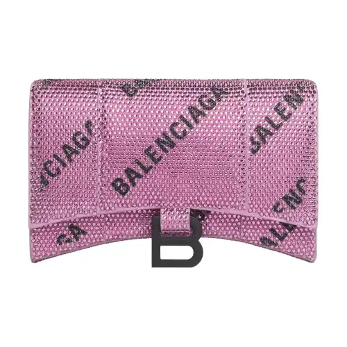 Balenciaga Hourglass Suede Wallet Women's Pink/Black