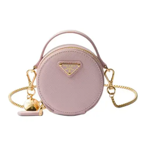 PRADA Saffiano Leather Portable Crossbody Bag Shoulder Bag Mini Women's Snow Pink