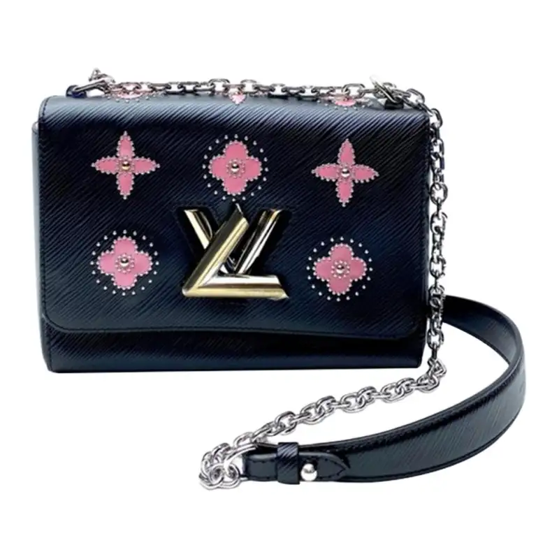 LOUIS VUITTON Twist Cow Leather Shoulder Bag, Crossbody Bag Women's Black
