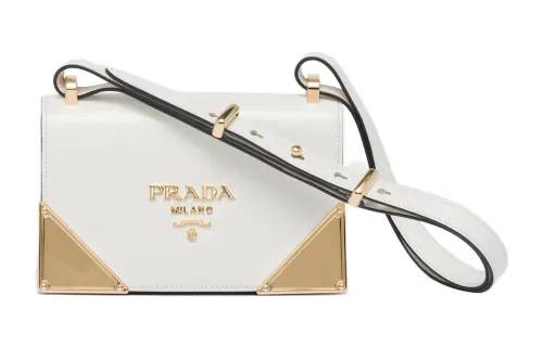 PRADA Leather Crossbody Bag, Shoulder Bag Women's White