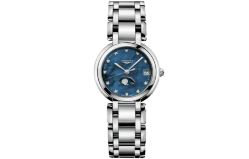 LONGINES Heart Moon Collection Quartz Movement Women's Watch 30.5mm Blue Dial Stainless Steel Case