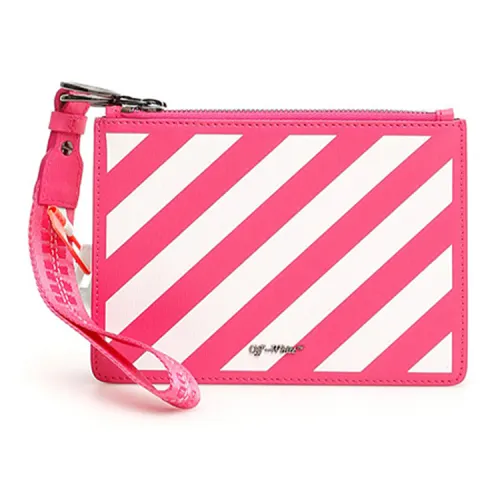 OFF WHITE Leather Pochette Clutch Regular Women's Pink