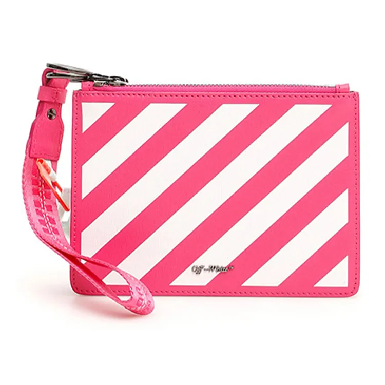 OFF WHITE Leather Pochette Clutch Regular Women's Pink