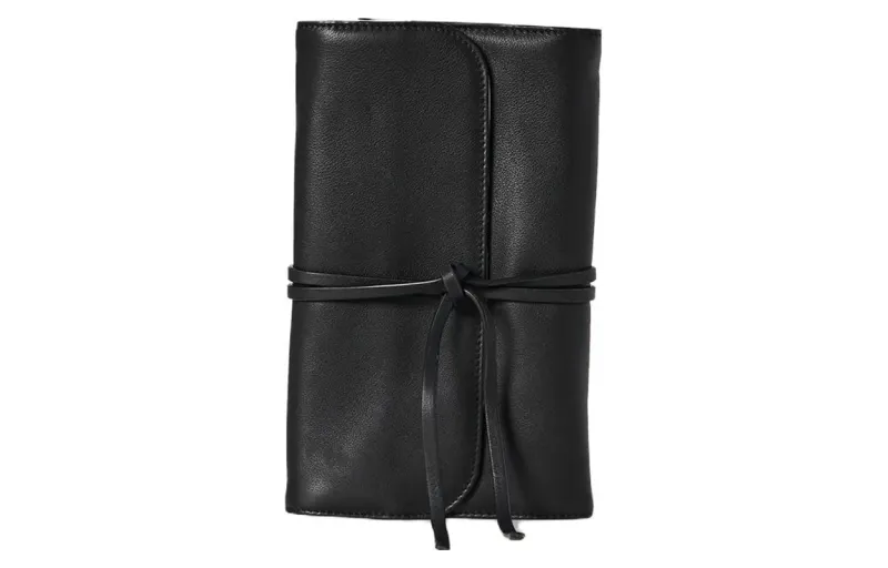 THE ROW Soft Natural Distressed Leather Jewelry Storage Bag Women's Black