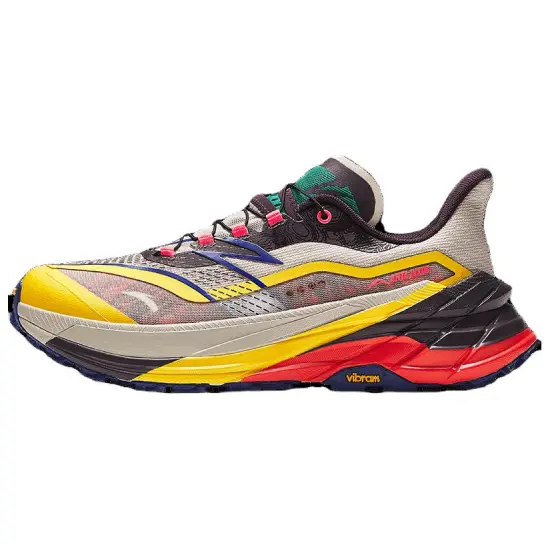 ANTA Running Shoes Men Low-Top White Limestone/Midnight Plum/National Flag Yellow