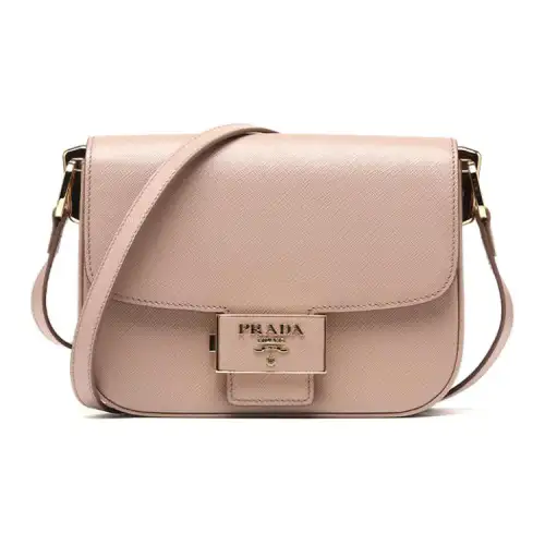 PRADA Saffiano Genuine Leather Crossbody Bag, Shoulder Bag Women's Nude