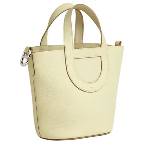 HERMES In The Loop Taurillon Clemence Bullhide With Swift Leather Bucket Bag Handbag Women's Milton Yellow