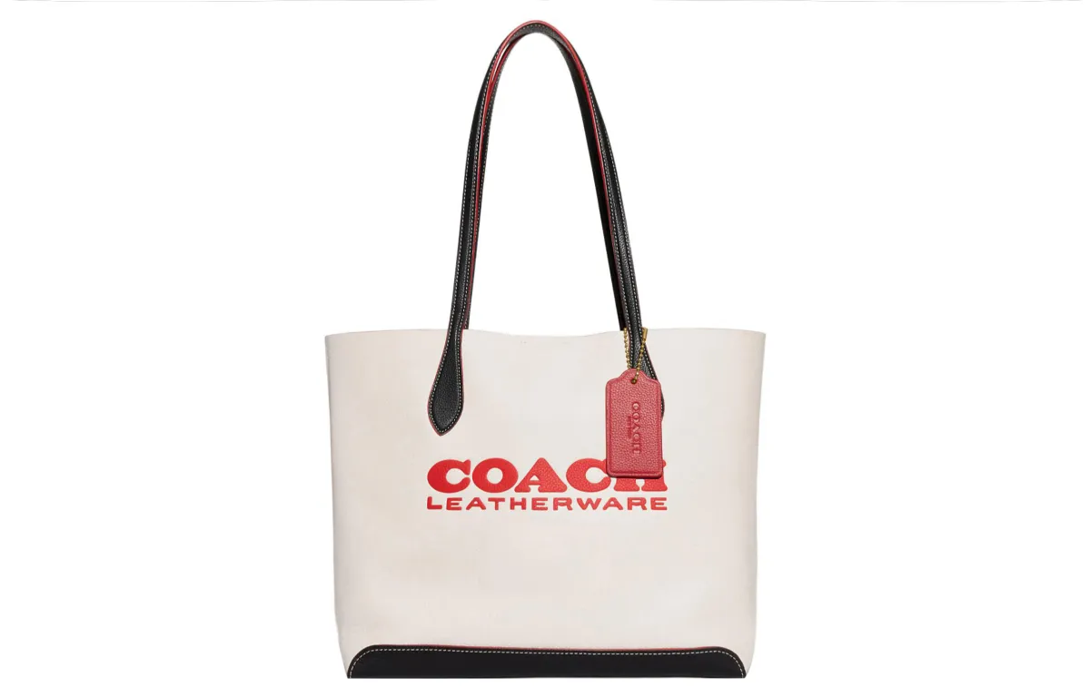 COACH Kia Natural Pebbled Leather Tote Bag, Shopping Bag, Shoulder Bag, Handbag Large Women's White