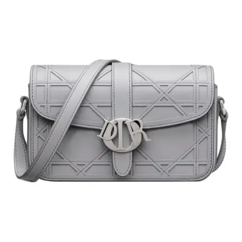 DIOR Cannage Cosmo Leather Shoulder Bag, Crossbody Bag Mini Women's Gray