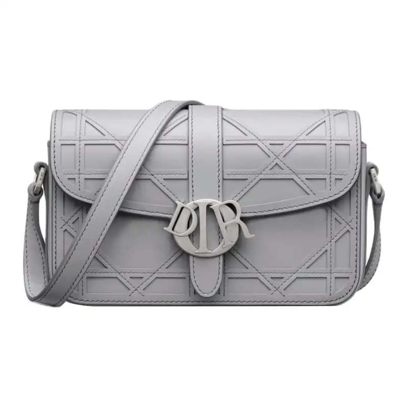 DIOR Cannage Cosmo Leather Shoulder Bag, Crossbody Bag Mini Women's Gray