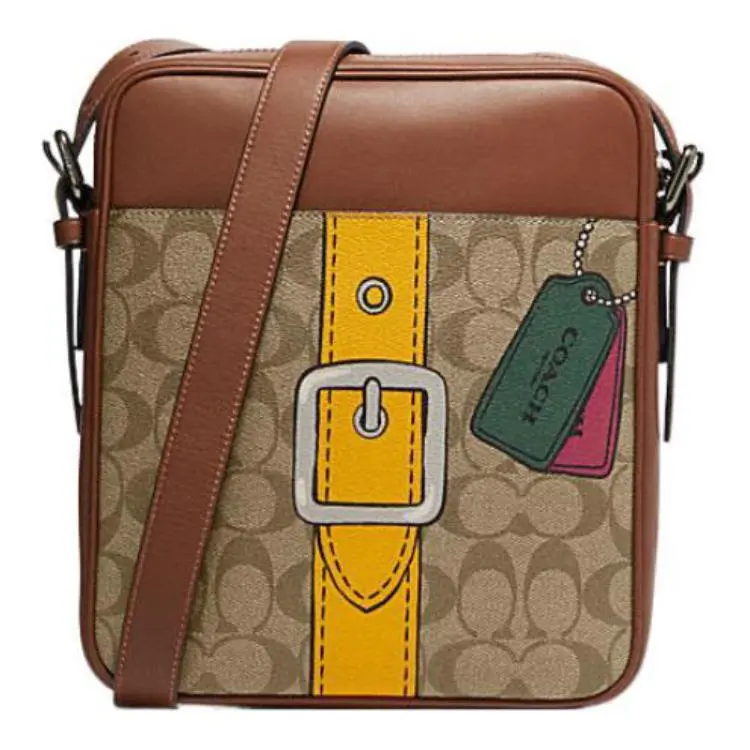COACH Hudson Cow Leather Shoulder Bag, Crossbody Bag Small Men's Brown