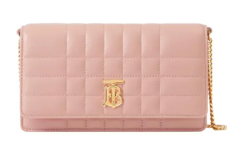 Burberry Lola Bag Quilting Lambskin One Shoulder Crossbody Clutch Women's Dark Pink
