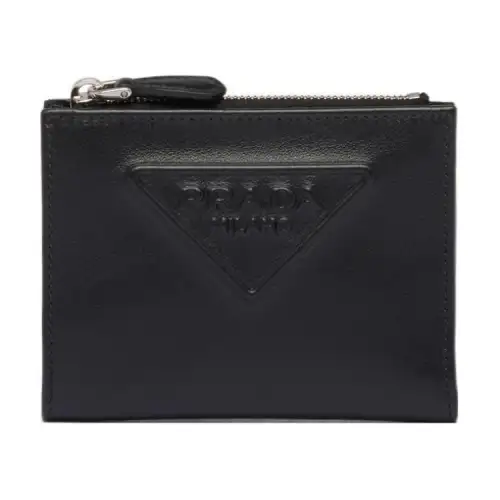PRADA Leather Wallet Small Women's Black