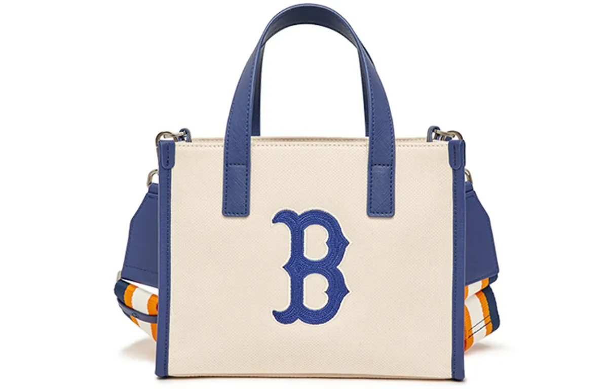 MLB Canvas Mini Tote Bag, Tote Bag, Shopping Bag, Portable Crossbody Bag, Shoulder Bag Small Unisex Blue & White