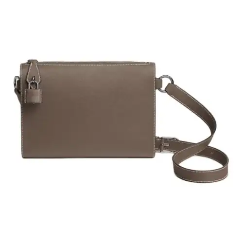 HERMES Evercolor Leather Crossbody Bag, Shoulder Bag Women's 18 Etoupe Elephant Gray