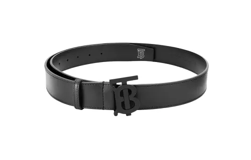 Burberry Leather Belts Men's Black Width 3.5cm