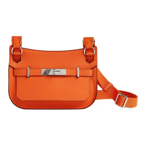 HERMES Jypsiere Swift Leather Crossbody Bag, Shoulder Bag Women's Aluminum Cinnabar Orange