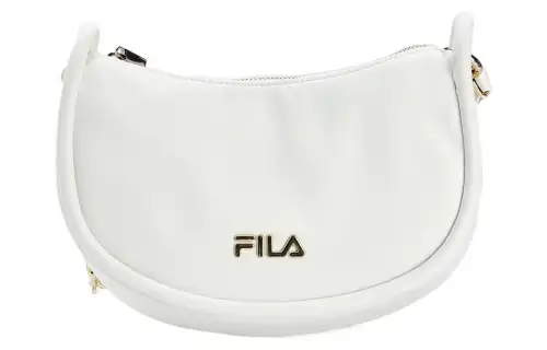 FILA Fabric, Cow Split Leather Shoulder Bag, Handbag Regular Women's White