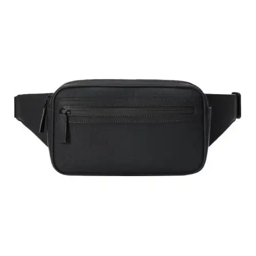 GUCCI Rubber Leather Fanny Pack Men's Black