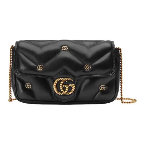 GUCCI GG Marmont Leather Shoulder Bag, Crossbody Bag Mini Women's Black