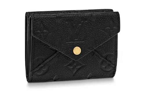 LOUIS VUITTON Embossed Soft Grain Cow Leather Wallet Women's Black