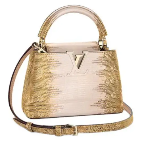 LOUIS VUITTON Capucines Adjustable Strap Lizard Skin Kapsyn Handbag, Shoulder Bag, Crossbody Bag Mini Women's