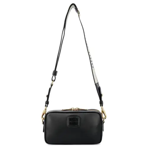 MIU MIU Zip Closure Calfskin Crossbody Bag, Shoulder Bag Women's Black