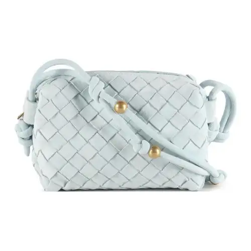 Bottega Veneta Lambskin Crossbody Bag, Shoulder Bag Women's Blue Green