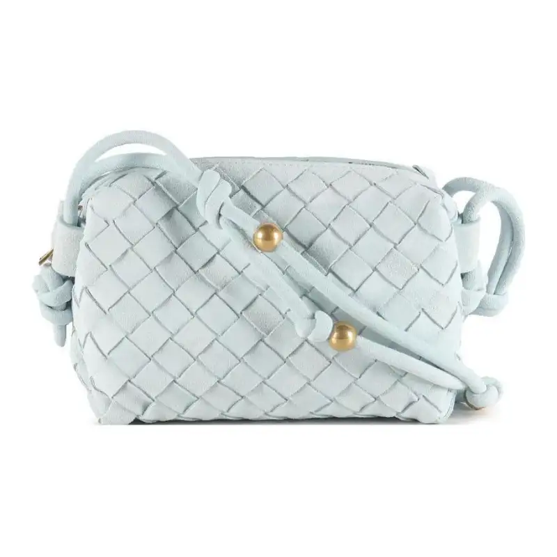Bottega Veneta Lambskin Crossbody Bag, Shoulder Bag Women's Blue Green