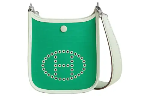 HERMES Evelyne Officier Canvas And Swift Calfskin Crossbody Bag, Shoulder Bag 16 Women's