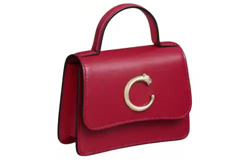 CARTIER PANTHÈRE Calfskin Shoulder Bag, Crossbody Bag, Handbag Extra Small Women's Cherry Red