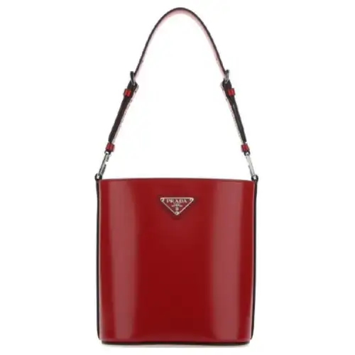 PRADA Smooth Calfskin Shoulder Bag Women's Red