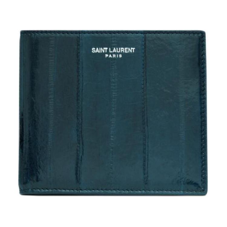 SAINT LAURENT PARISEast/West Leather Wallet Men's Dark Blue