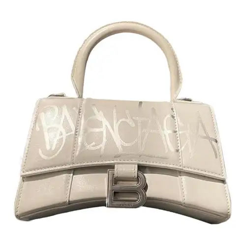 Balenciaga Hourglass Leather Hourglass Bag, Portable Crossbody Bag, Shoulder Bag Mini Women's White