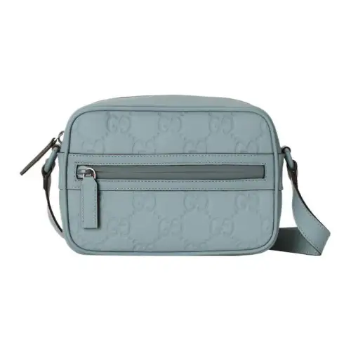 GUCCI Rubber Leather Shoulder Bag, Crossbody Bag Mini Men's Light Blue