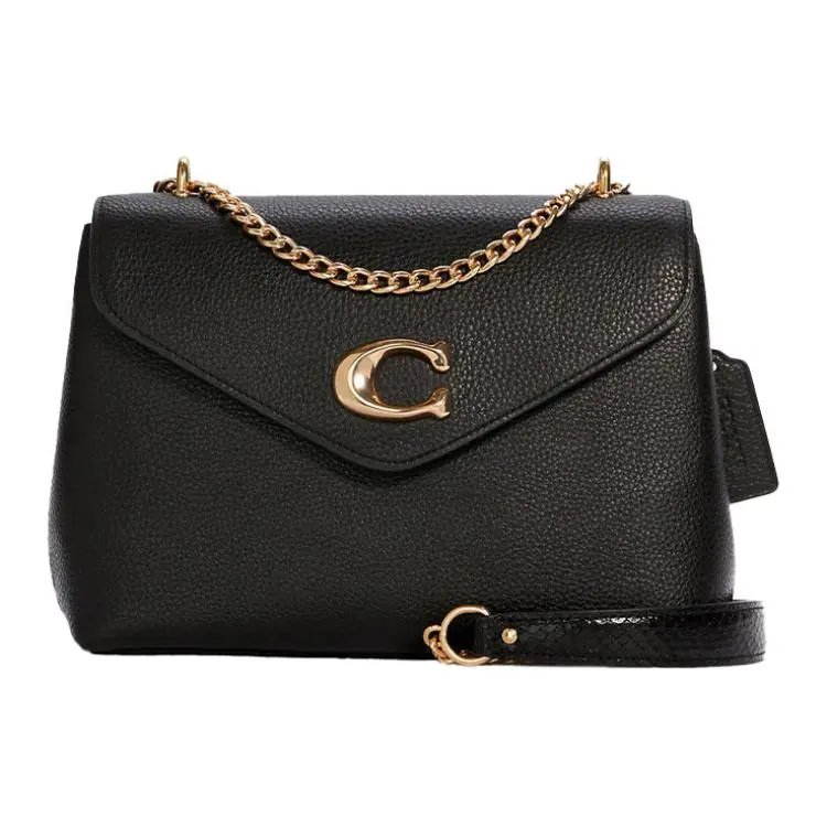 COACH Tammie Leather Flap Bag, Shoulder Bag, Crossbody Bag Medium Women's Black