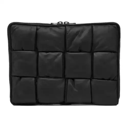 Bottega Veneta Intrecciato Cow Leather With Wool Storage Bag Clutch Men's Black
