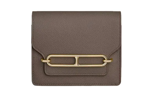 HERMES Roulis Evercolor Calfskin Wallet Women's 8F Gris ÉTain Tin Gray
