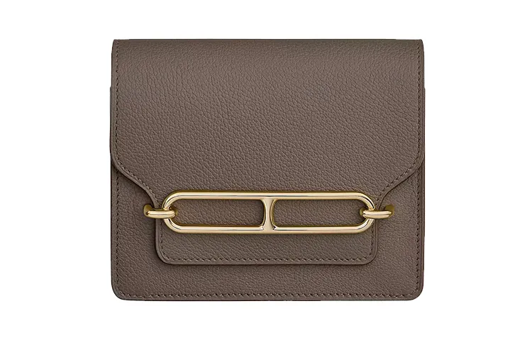 HERMES Roulis Evercolor Calfskin Wallet Women's 8F Gris ÉTain Tin Gray
