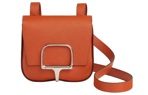 HERMES Della Cavalleria Silver Tone Buckle Epsom Calfskin Crossbody Bag, Shoulder Bag Mini Women's