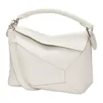 LOEWE Puzzle Soft Grain Calfskin Shoulder Bag, Crossbody Bag, Handbag Small Women's White