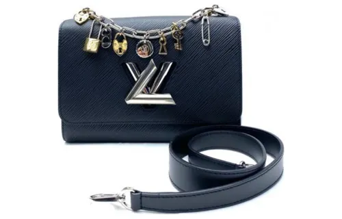 LOUIS VUITTON Twist Leather Shoulder Bag, Crossbody Bag Women's Black