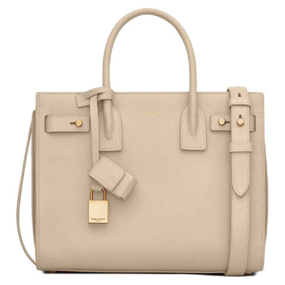 SAINT LAURENT SAC DE JOUR Calfskin Shoulder Bag, Crossbody Bag, Handbag Women's Sea Salt Color