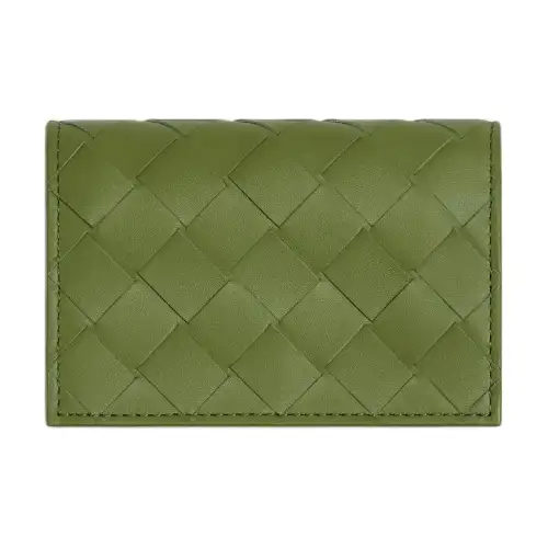 Bottega Veneta Intrecciato Calfskin Card Holder Men's Mustard Green
