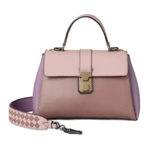 Bottega Veneta Leather One Shoulder Handbag Women's Purple & Pink